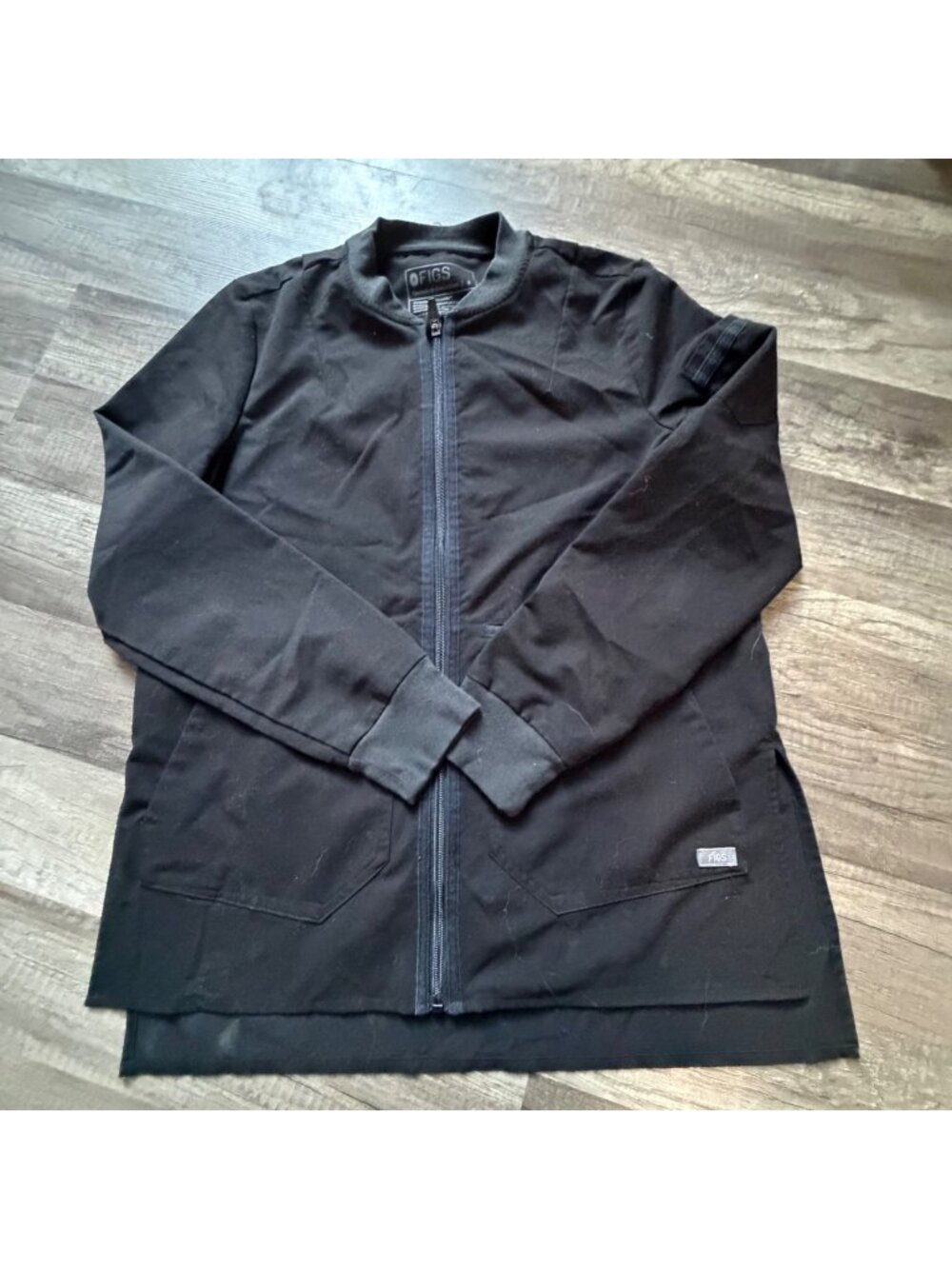 Figs Black Technical Collection Full-Zip Jacket Small Lightweight Long Sleeve